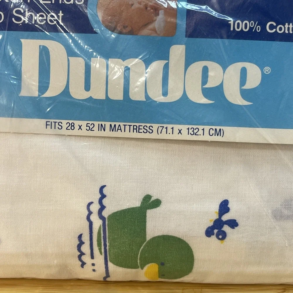 VTG Dundee Crib Sheet 28 X 52 IN Ducks Primary Colors NOS Stretch Ends‎